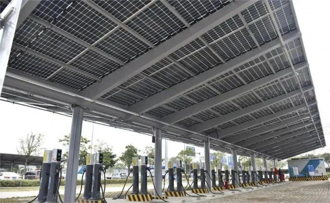 Estacionamento de painéis solares para veículos elétricos com pilha de carregamento 2 em 1 solução de carregamento 1