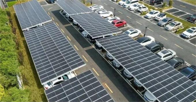 Estacionamento de painéis solares para veículos elétricos com pilha de carregamento 2 em 1 solução de carregamento 3